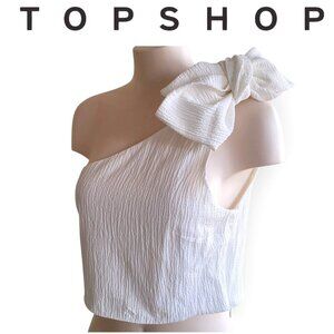 Top Shop One-Shoulder White Summer Top Size 10